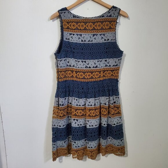 MAEVE Women's 12 NWT Crochet Striped Sleeveless Fit & Flare Knee Length Dress - Picture 8 of 14